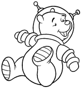 coloriage Winnie joue au cosmonaute